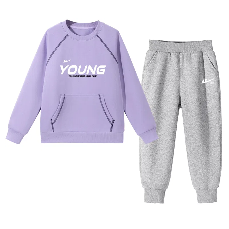 Детский спортивный комплект для мальчиков с принтом, Light Purple/H Youth White Text-Gray/H Silicone Huili White K, WARRIOR
