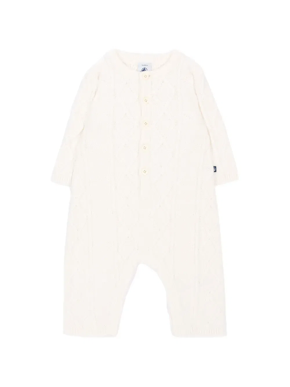 Вязаный комбинезон на пуговицах Petit Bateau, бежевый