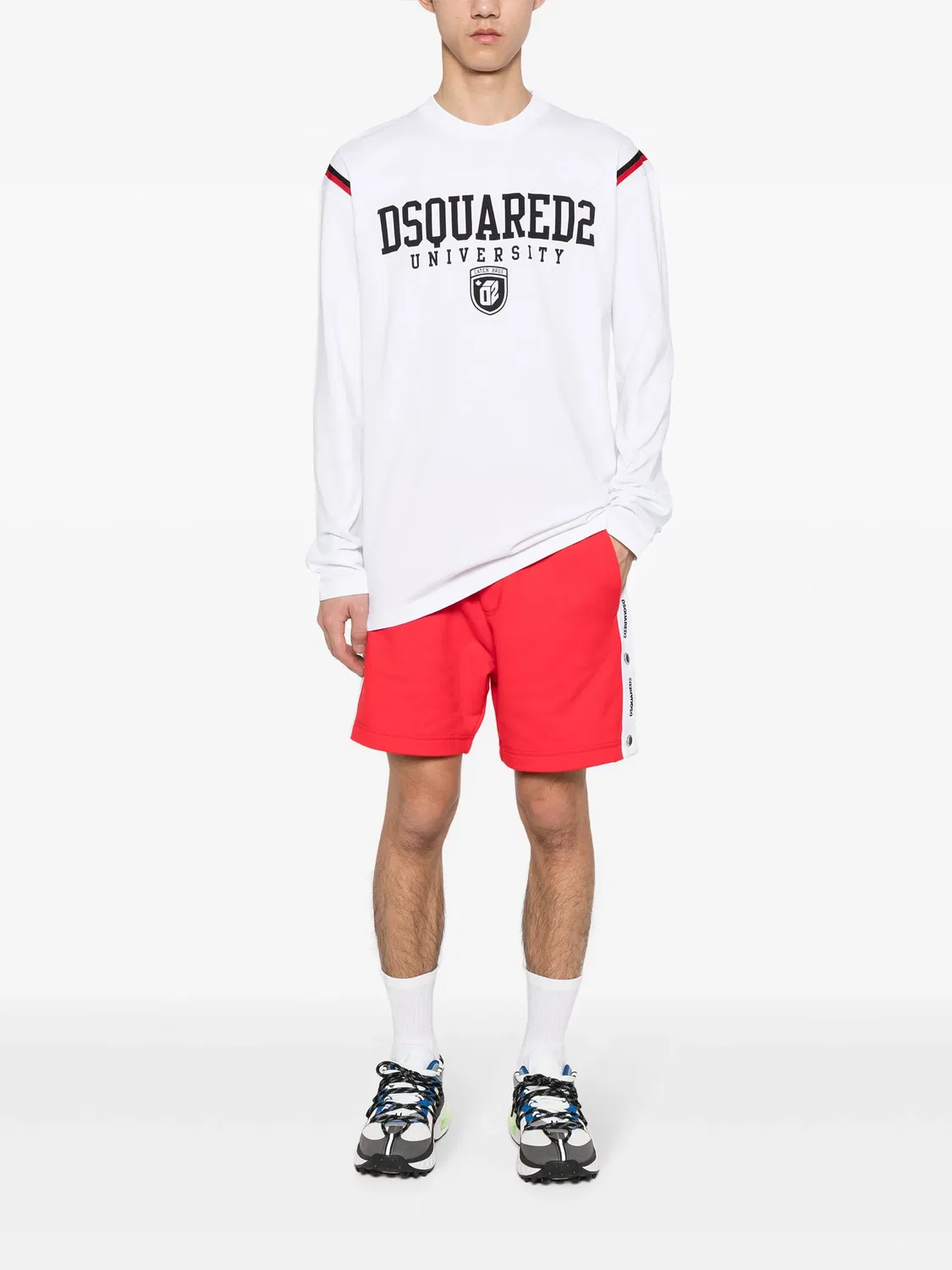 Футболка с длинным рукавом и полосками DSQUARED2, белый — фото 3