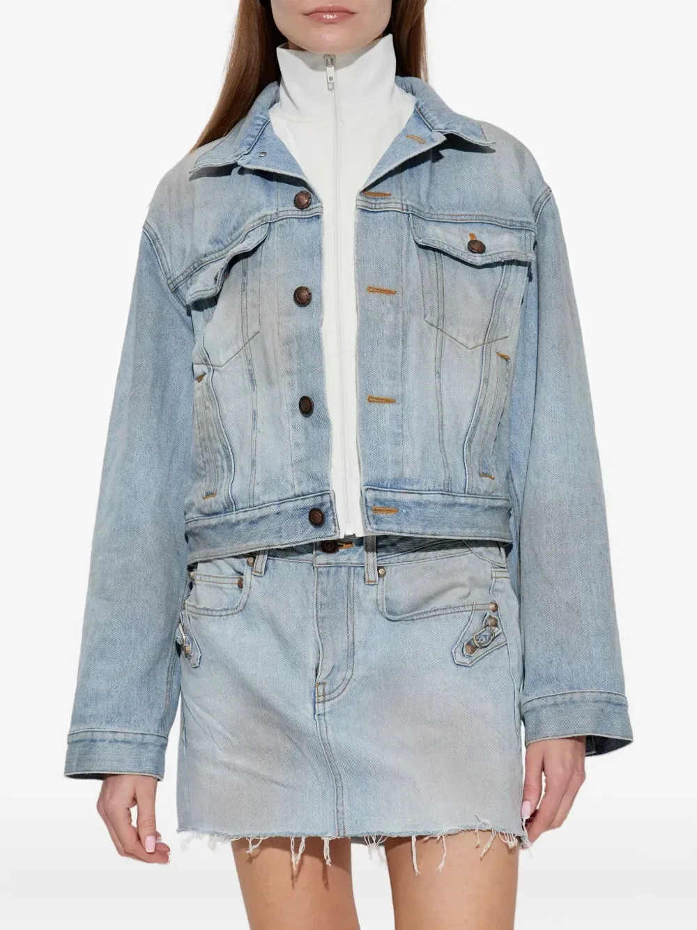 Многослойная джинсовая куртка Balenciaga, синий — фото 3