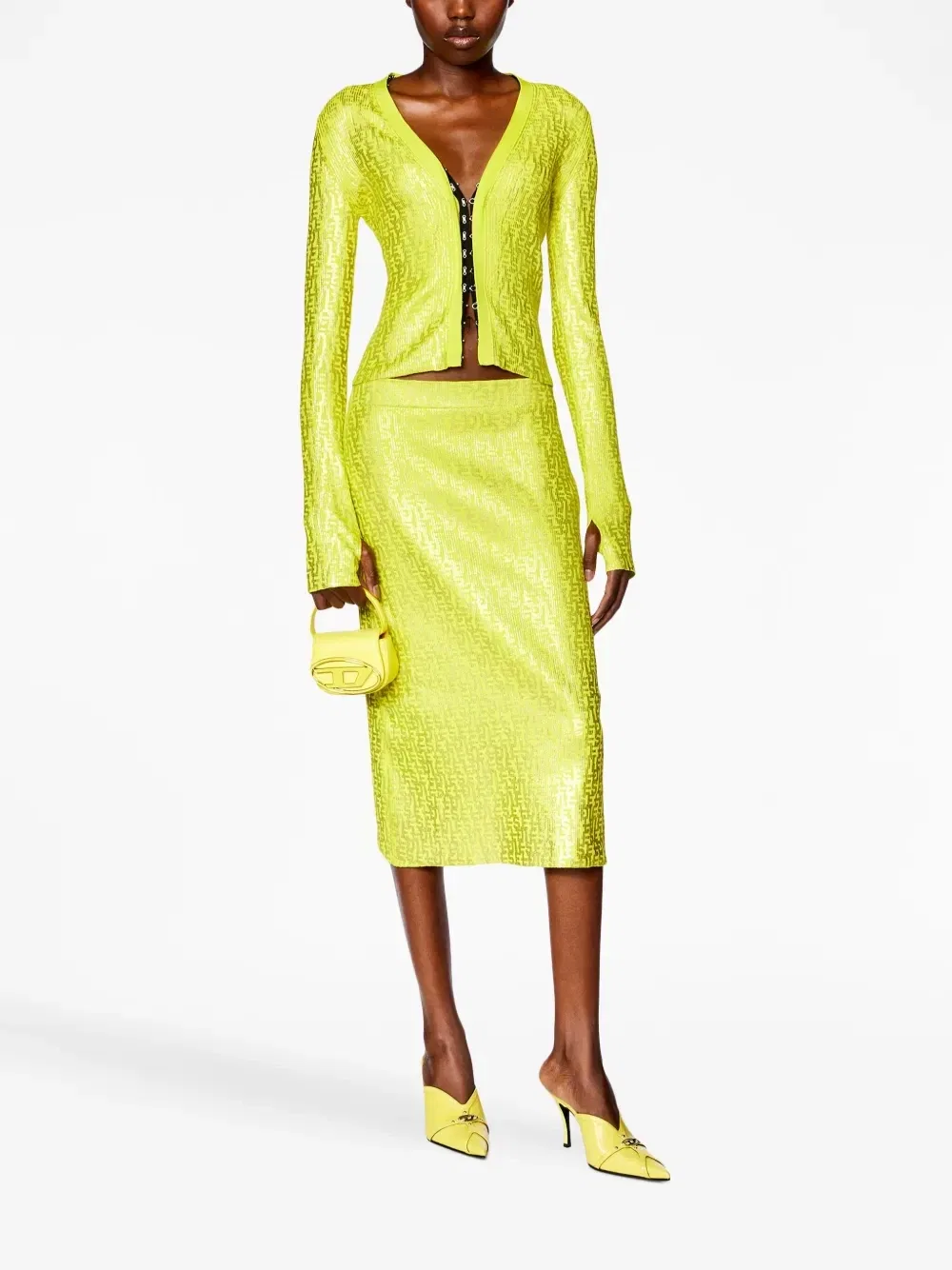 Кардиган M-Gria с монограммой Diesel, зеленый — фото 2