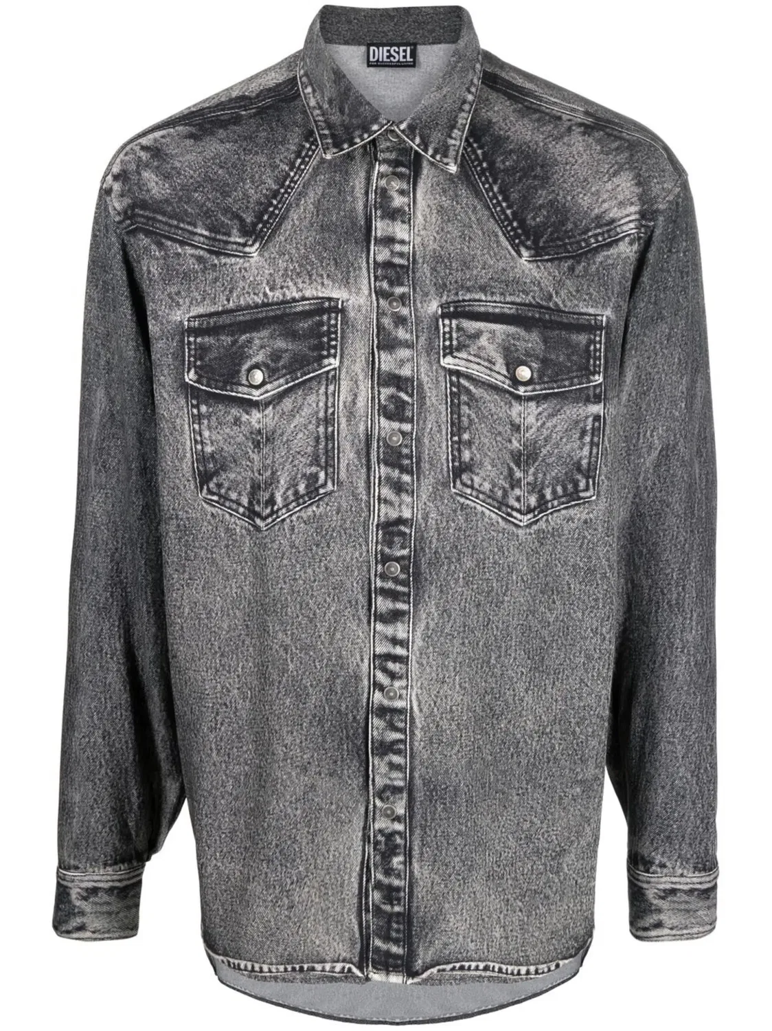 Diesel Рубашка с длинным рукавом Acid Wash черного цвета