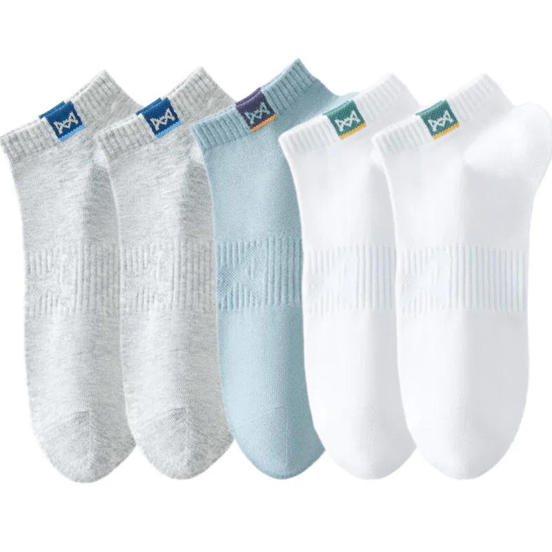Детские носки-невидимки 5 пар, с принтом, Light Gray 2/White 2/Light Green 1, MIIOW