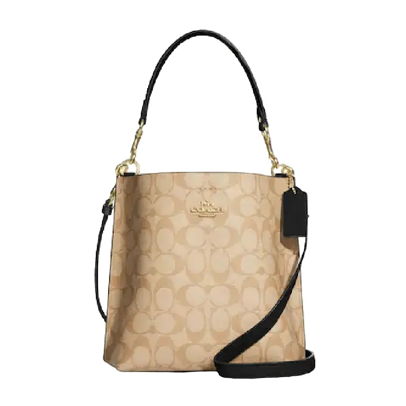 

Сумка Coach Mollie Bucket Bag 22 In Signature Canvas, бежевый/черный