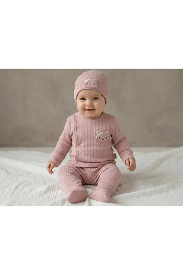 Детский комплект одежды для новорожденных хлопковый Dried Rose Baby Set with Hat Minttasarımbutik, Dried Rose — фото 2