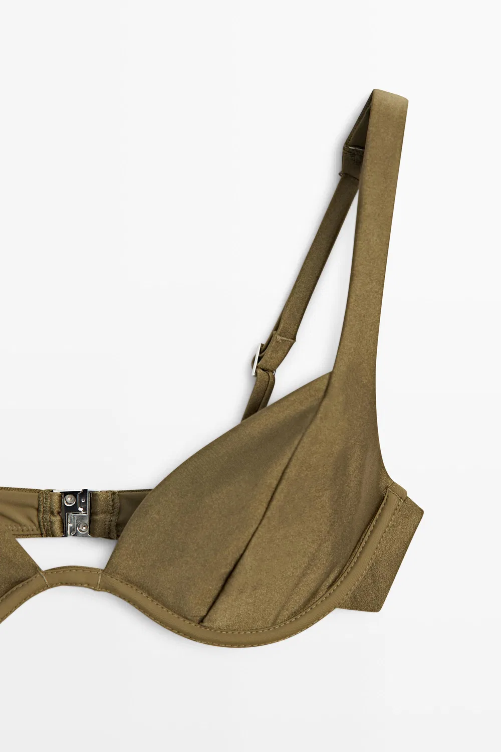 Бюстгальтер Massimo Dutti, бикини-топ на косточках, хаки — фото 3