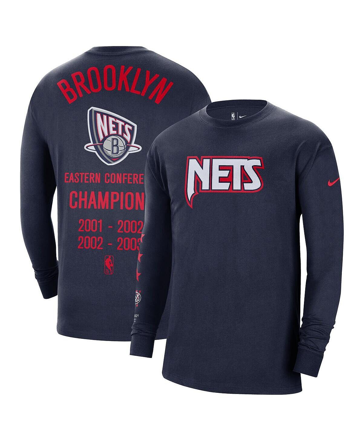 

Мужская темно-синяя футболка с длинным рукавом brooklyn nets 2021/22 city edition courtside heavyweight moments Nike, синий