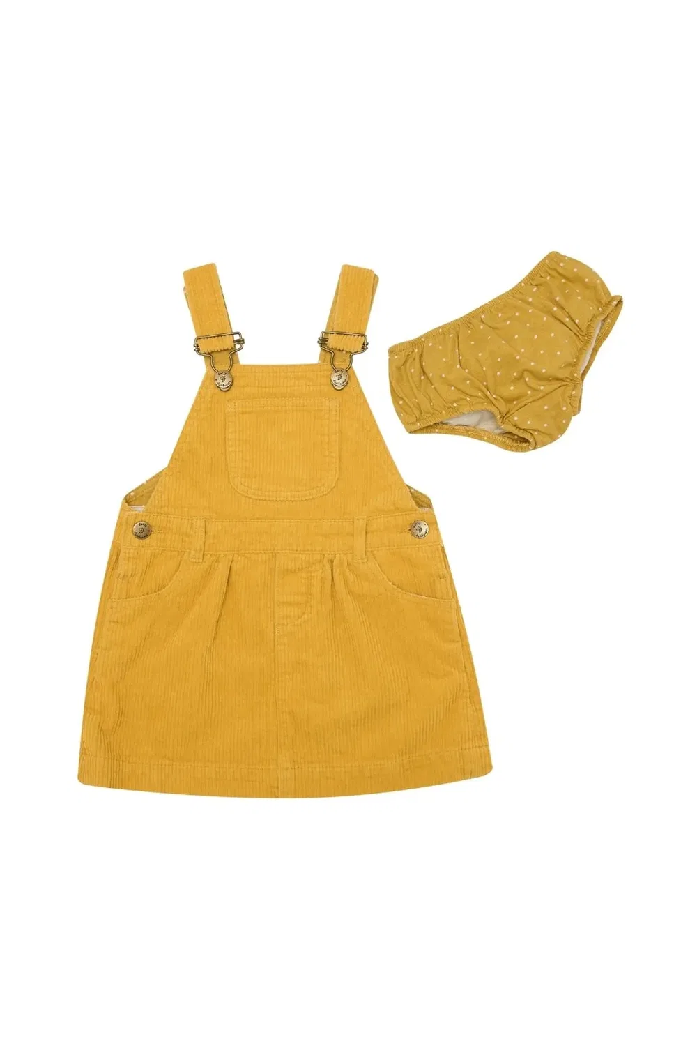 Платье из плотного вельвета Ochre chunky cord Dotty Dungarees, Yellow