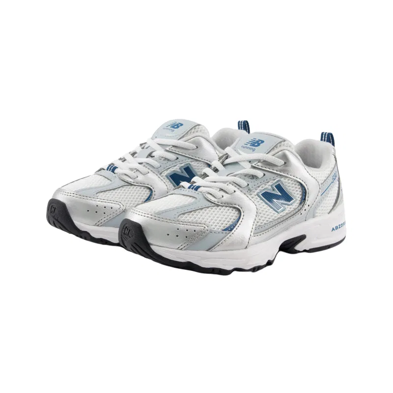Детские кроссовки с широкой колодкой New Balance, White/Silver — фото 3