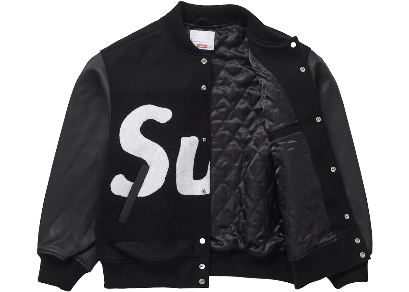 Мужская куртка-варсити с принтом Big Logo Chenille Supreme, Black — фото 2