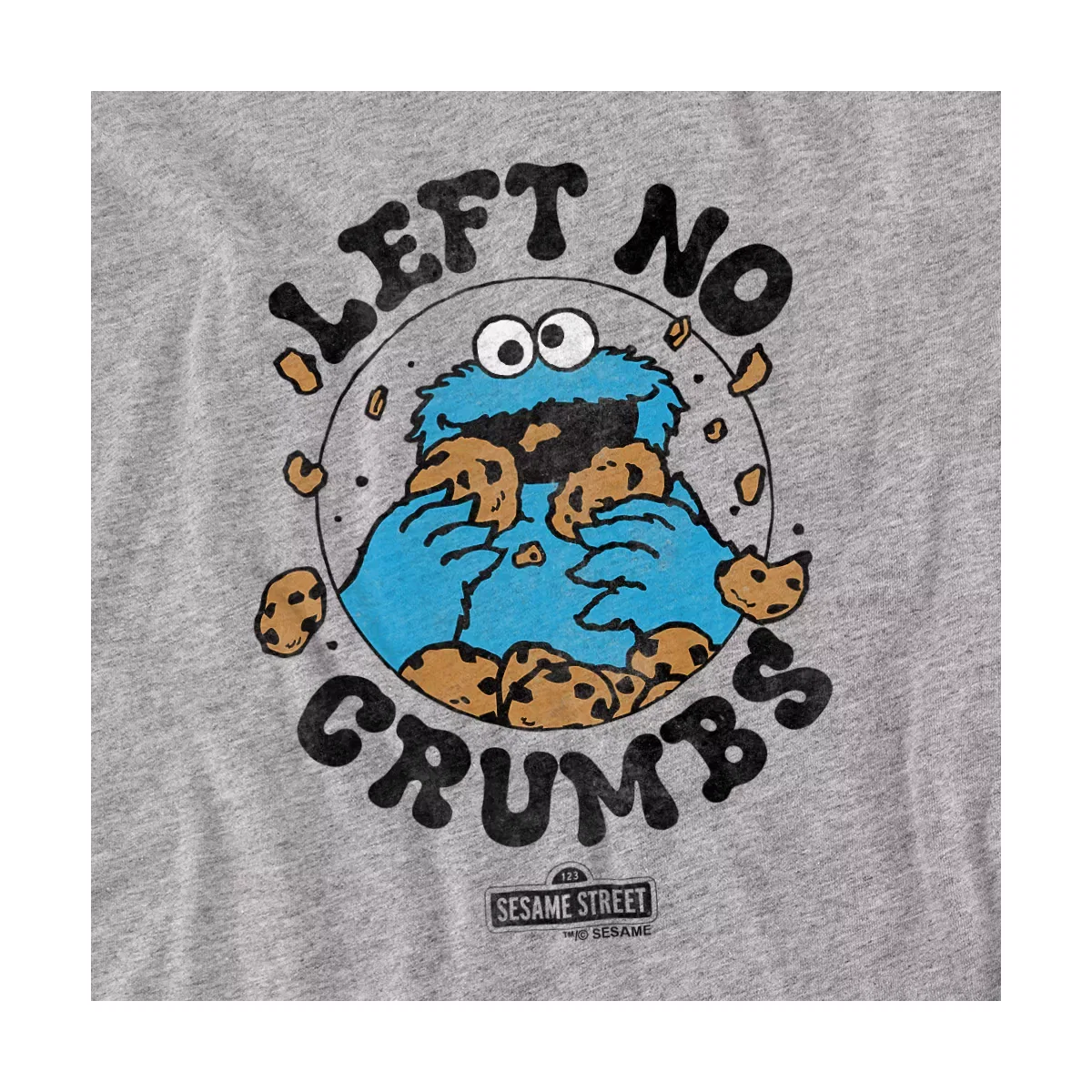 Детское боди с коротким рукавом Cookie Monster He Ate Circle Sesame Street, Athletic Heather — фото 2