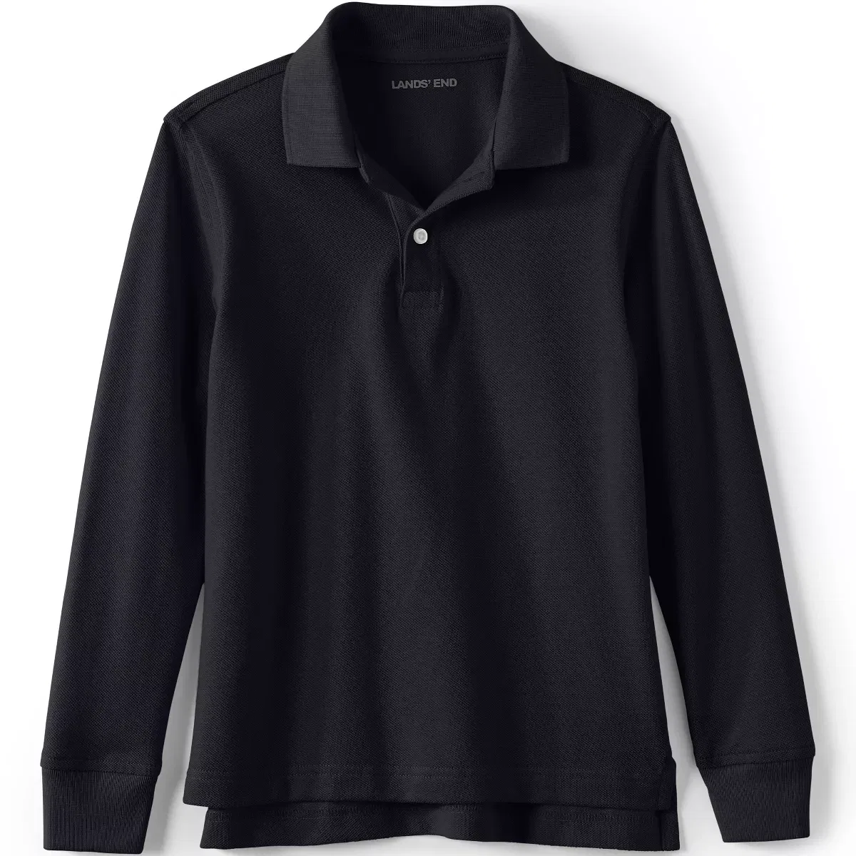 Детское поло для девочек с длинным рукавом School Uniform Mesh Polo Shirt Lands' End, Black — фото 2