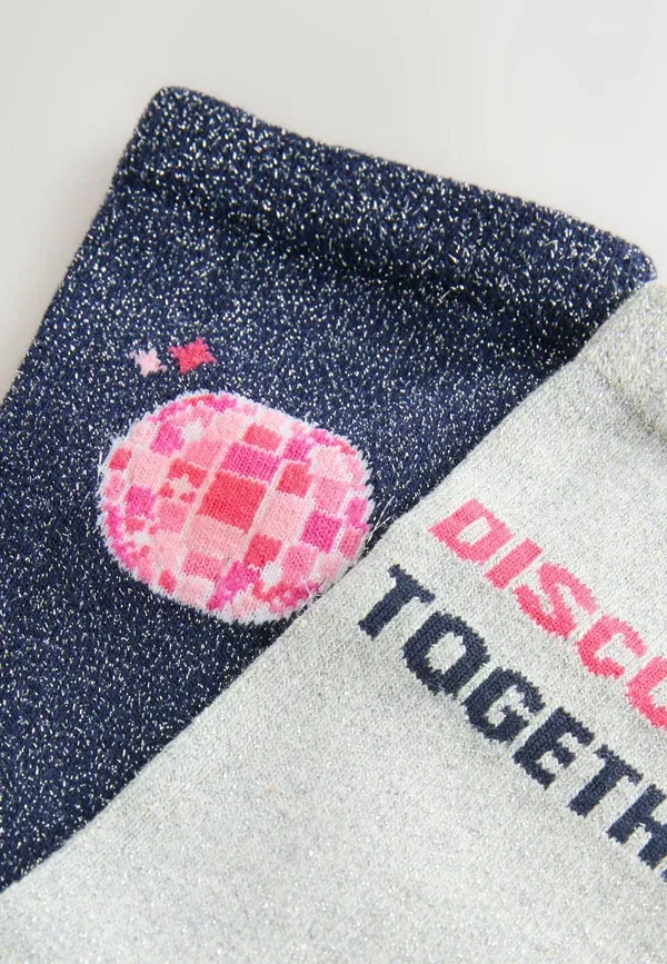 Носки 2 пары с блестками Disco together slogan sparkle ankle socks Next, navy blue, темно-синий — фото 4