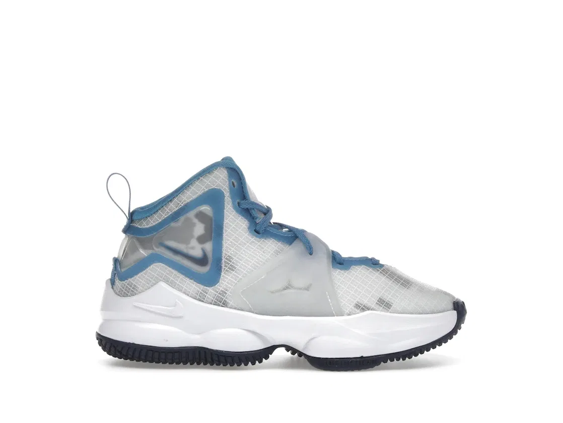 Детские кроссовки для мальчиков с высоким берцем Nike LeBron 19, White/Dutch Blue-Blue Void