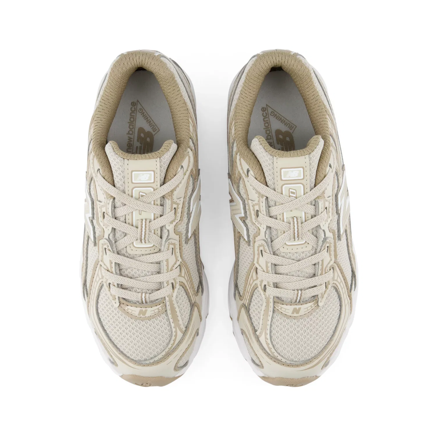 Детские кроссовки на шнурках с сетчатым верхом 740 Bungee Lace New Balance, Timberwolf With Driftwood — фото 4