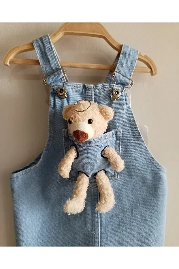 Детский комбинезон из денима Teddy bear detailed slopet dress Minnie Baby, Blue — фото 2