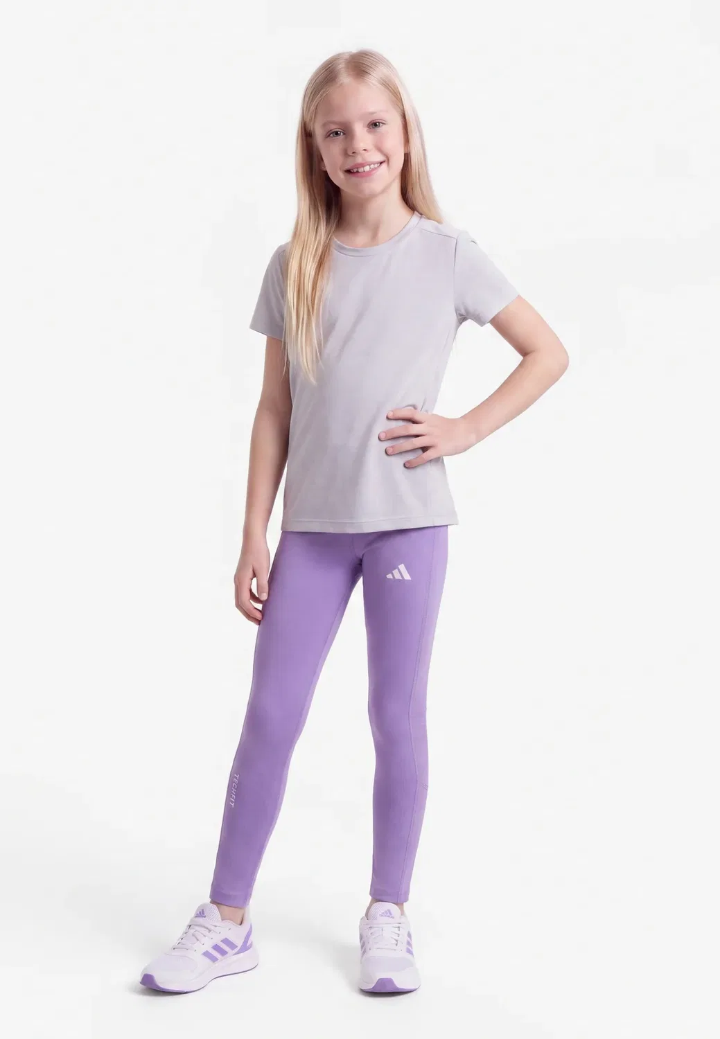 Junior techfit унисекс - леггинсы Adidas Performance, Magic Lilac/White