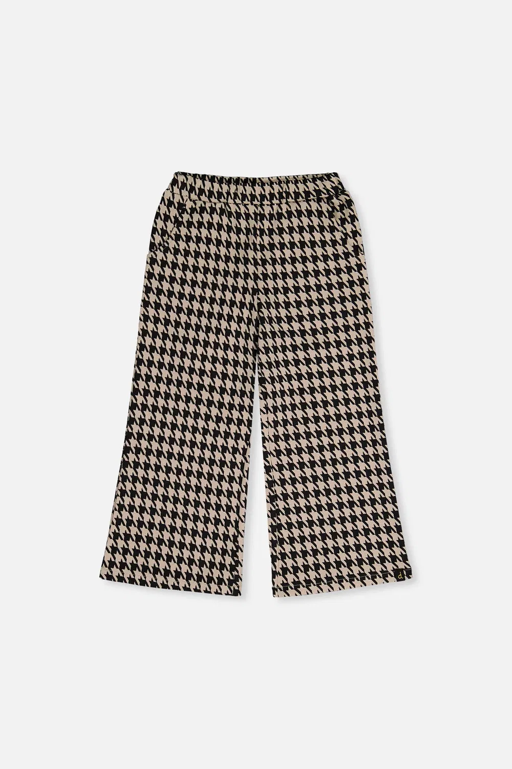 Детские брюки клеш с принтом гусиная лапка Deux par Deux, Black and Beige Houndstooth