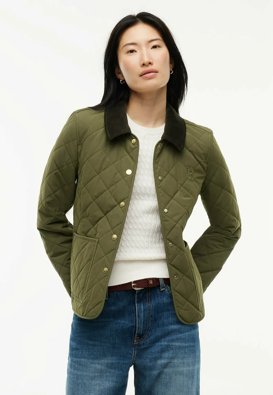 Стеганая приталенная куртка - легкая куртка Tommy Hilfiger, Utility Olive