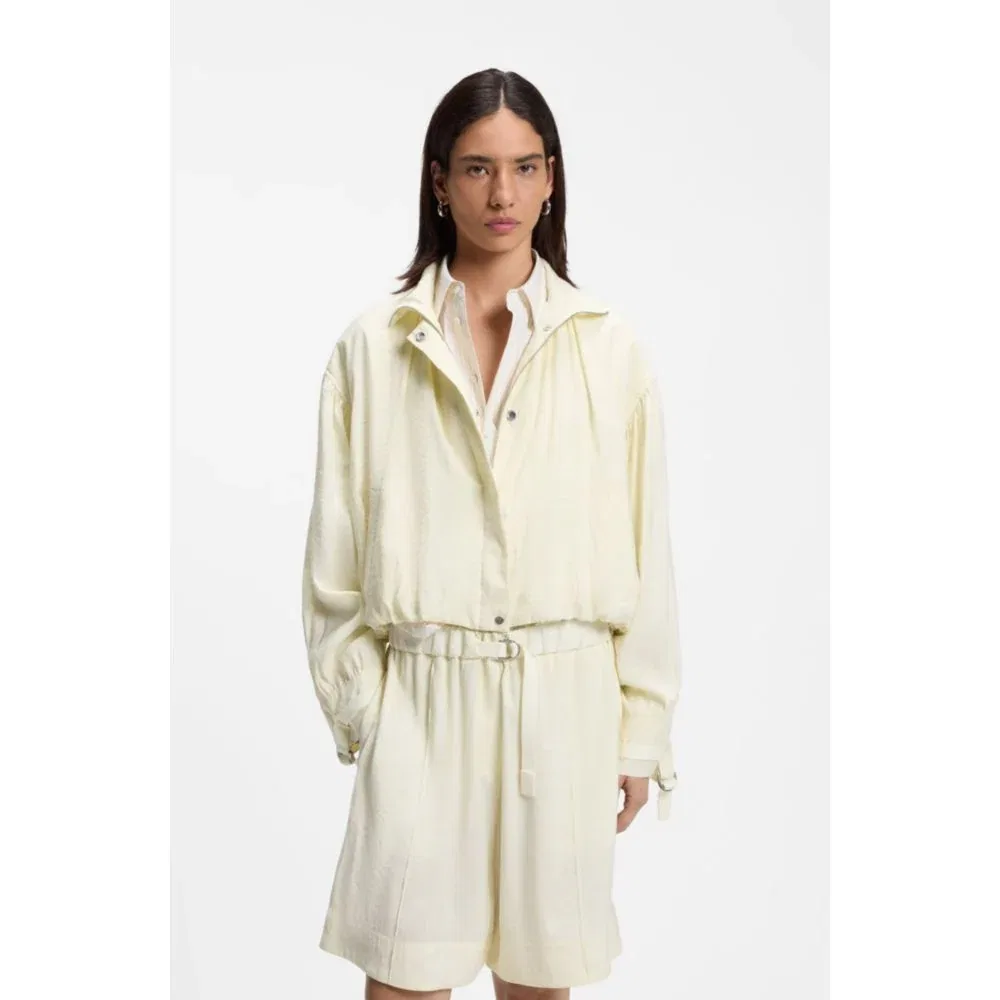 Женский бомбер свободного кроя с воротником-стойкой BOSS, Light Beige — фото 3