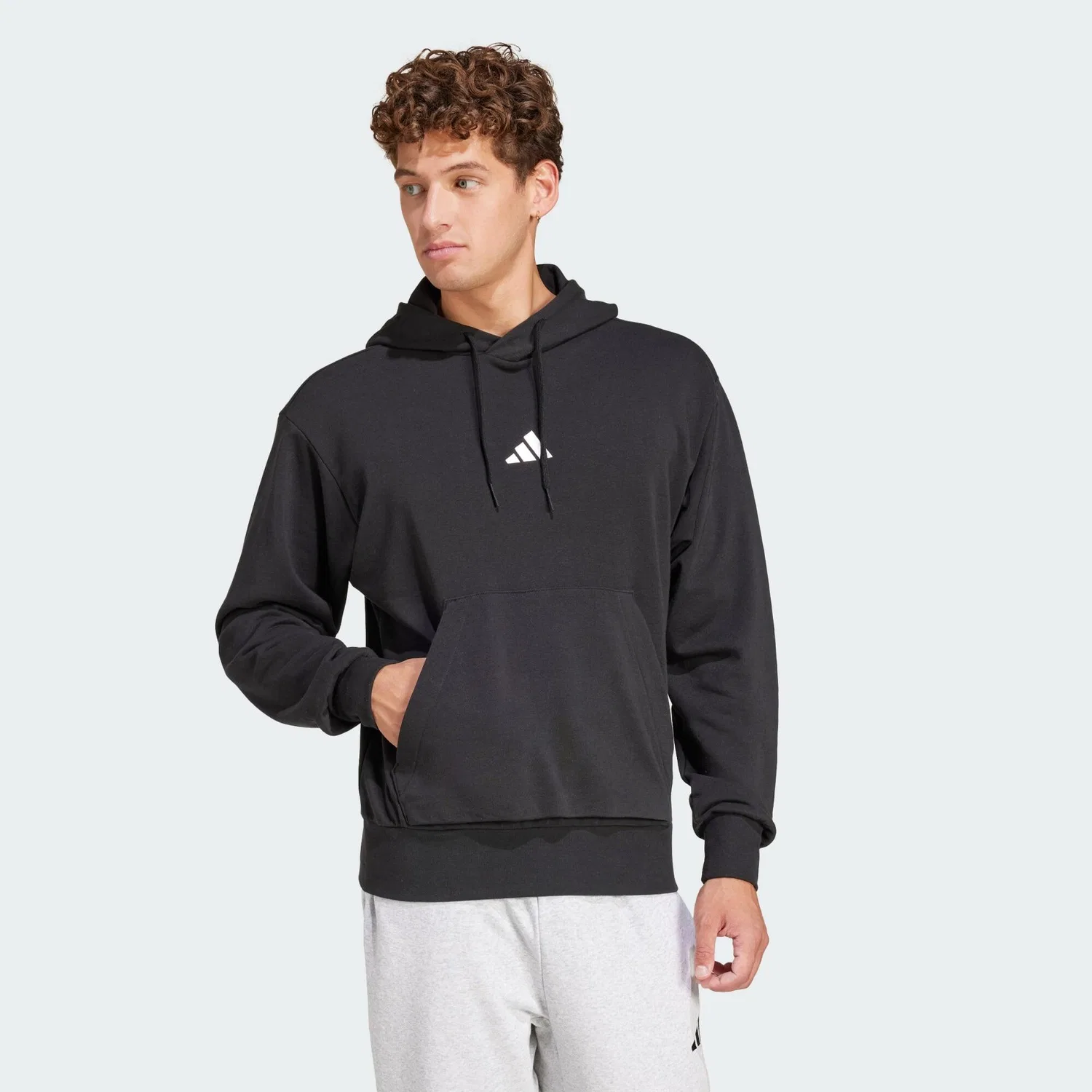 Мужское худи из футера Essentials Feelcozy French Terry Adidas, Schwarz Weiss