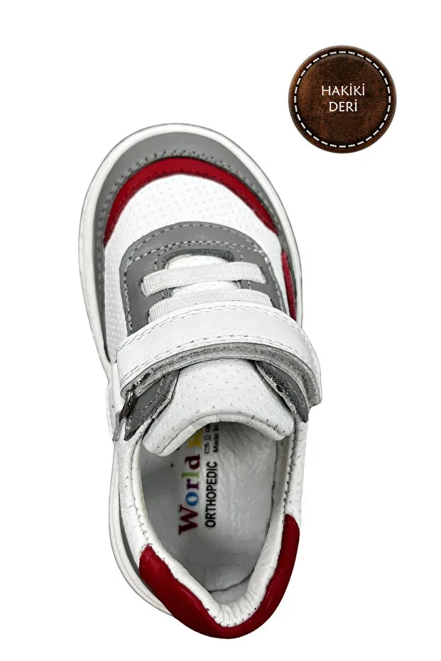 Детские туфли для девочек без каблука Şenler Bebe World Kids, Gray-White-Red — фото 2