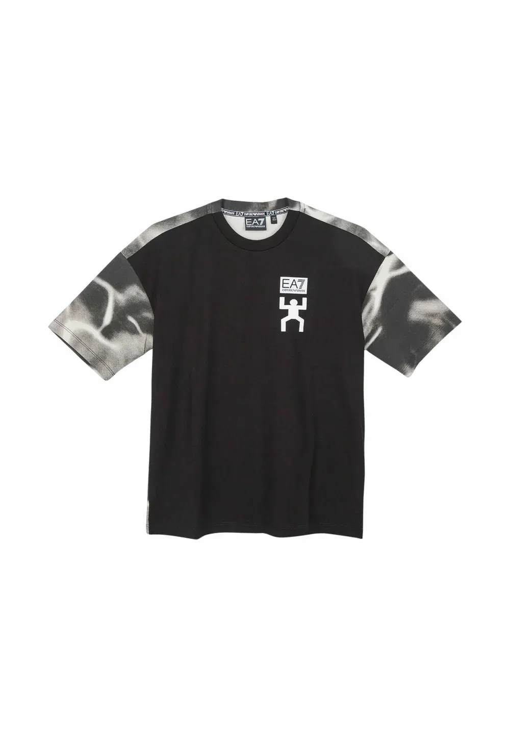 Футболка с коротким принтом - футболка с принтом Ea7 Emporio Armani, Black