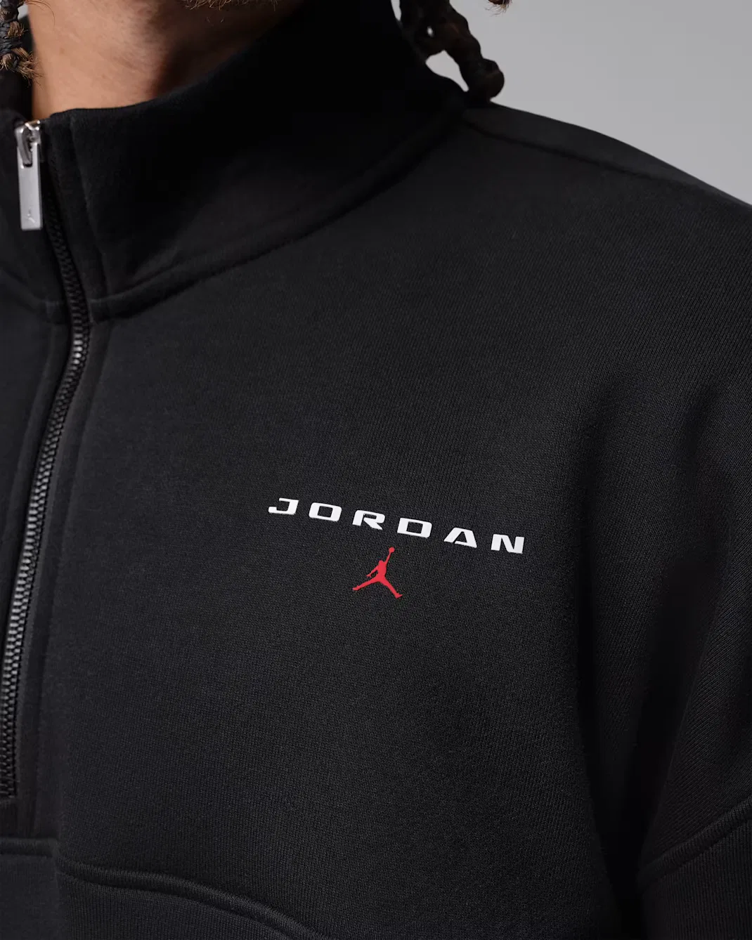 Мужская футболка с застежкой-молнией на четверть длины Jordan Flight Fleece, Black — фото 4