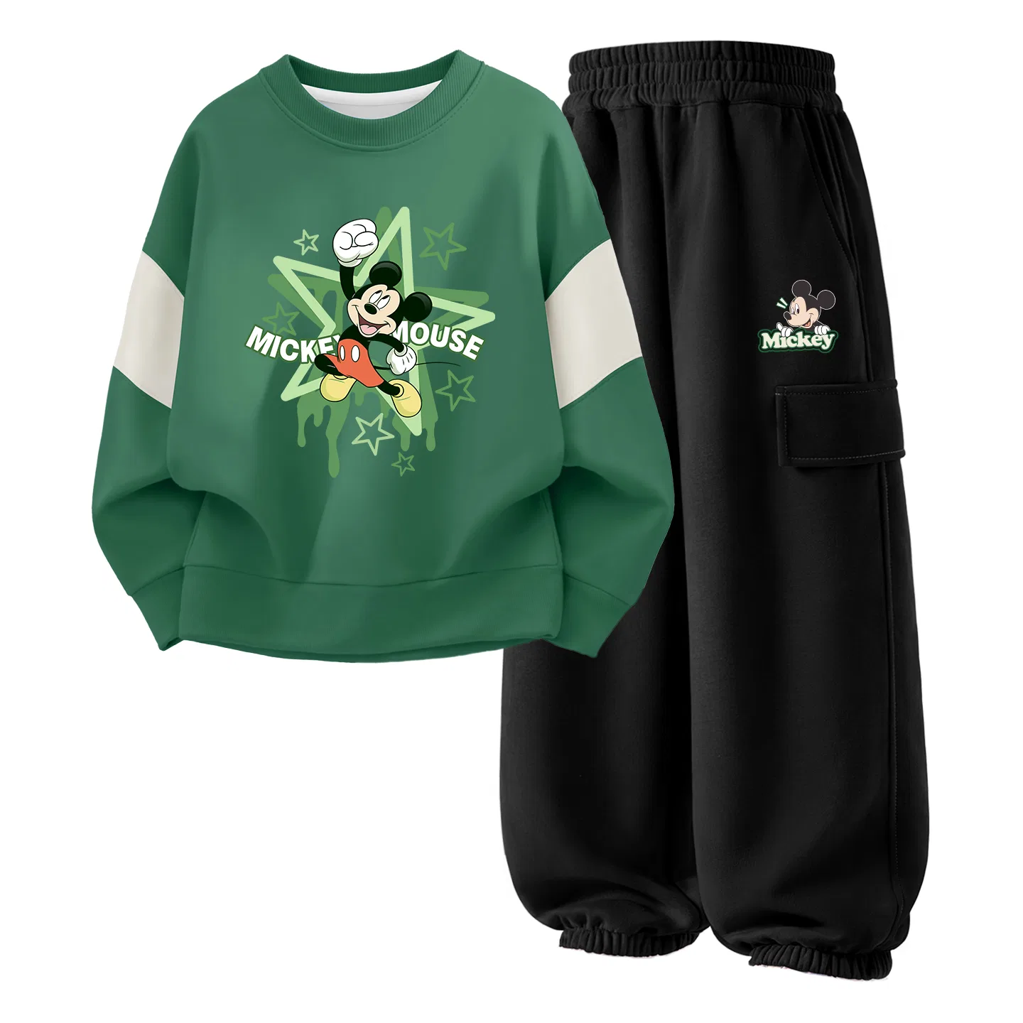 Детский спортивный комплект с принтом Disney, Di Winning Chance Qixing Green+Di Smiling Face Qik Black