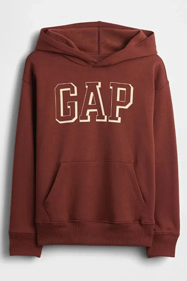 Детское худи для девочек с принтом V-Frch Logo Gap, Brown — фото 4