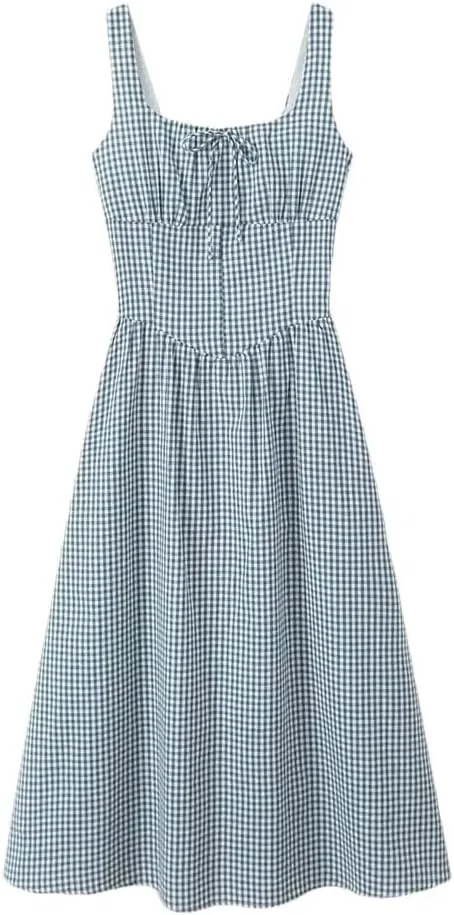 Женское A-силуэта платье с подтяжками, Blue