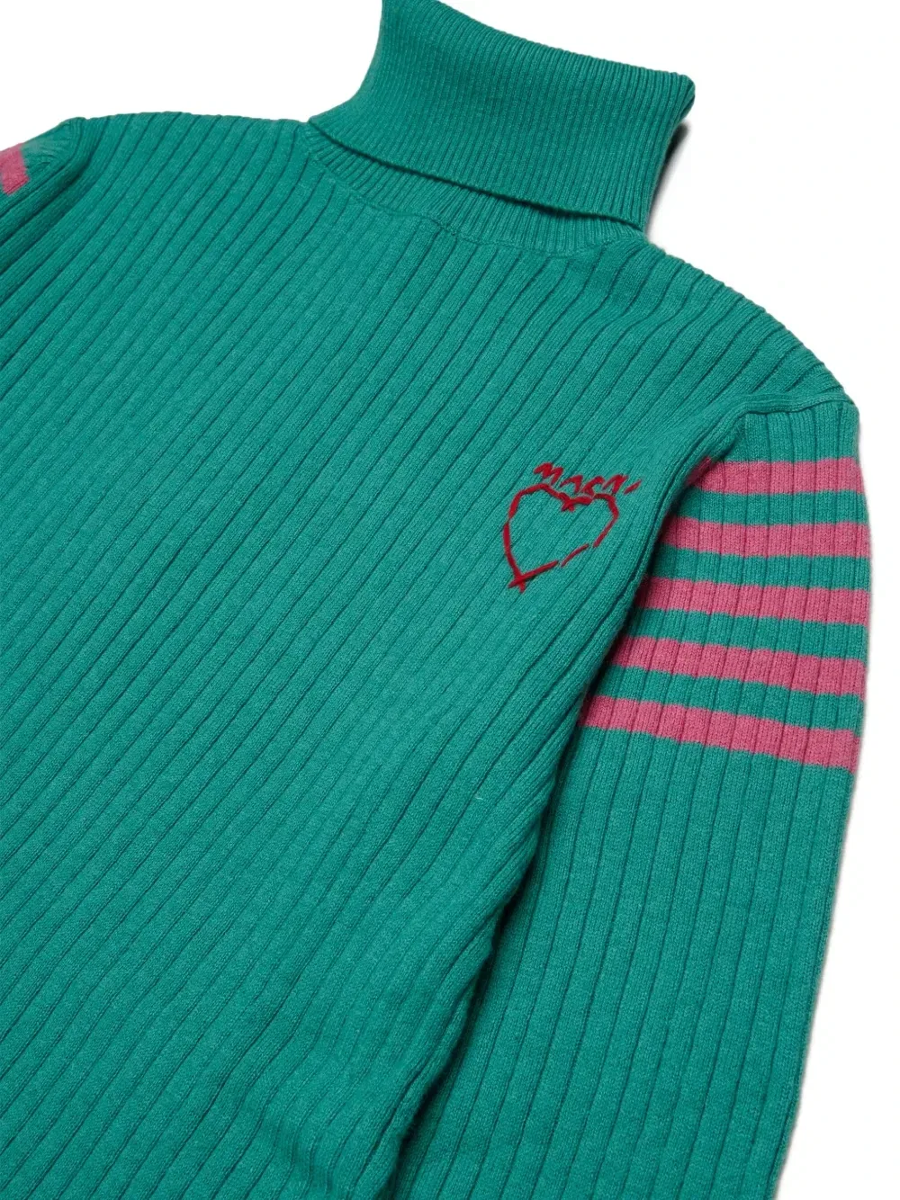 Платье в рубчик с оборками Marni Kids, зеленый — фото 4