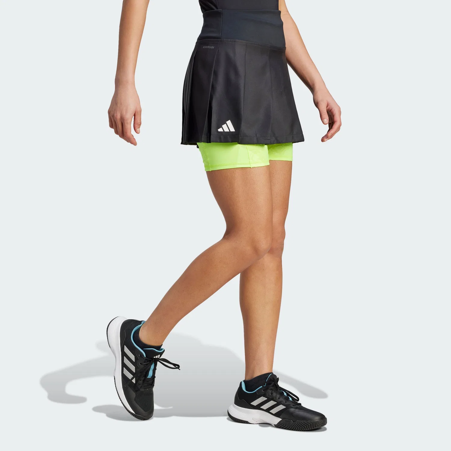 Женский комплект из мини-юбки и шорт Adidas, Black Mini Skirt/Bright Lemon Shorts — фото 3