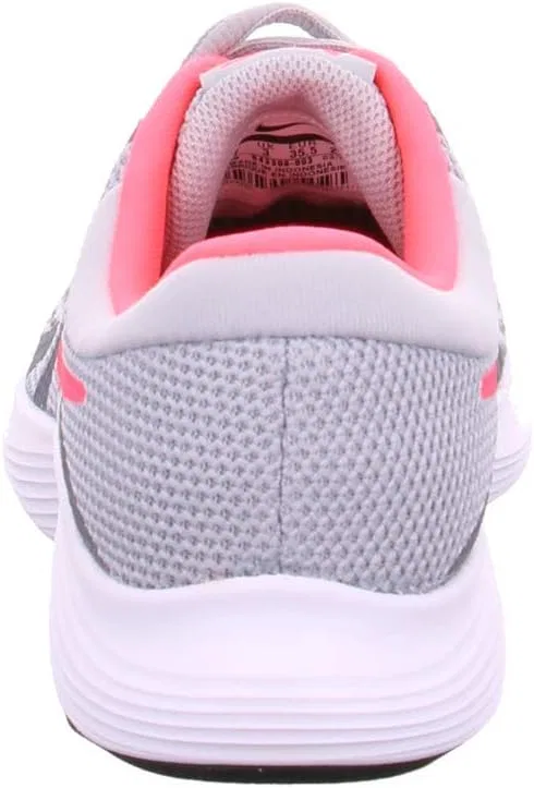 Детские кроссовки для девочек с шнуровкой Nike Kid's Revolution 4 Running Shoe Nike, Wolf Grey/Racer Pink-Cool Grey-White — фото 2