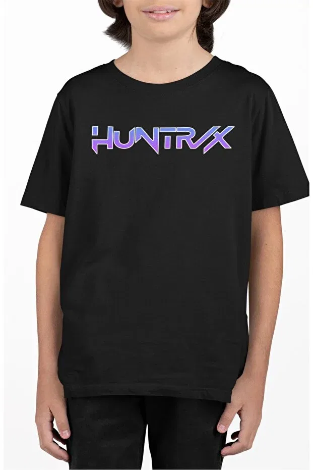 Детская футболка с принтом для мальчиков и девочек Rumi mira zoey sırt printed unisex kids t-shirt, huntrix themed baby t-shirt Fuddy Moda, Black — фото 2