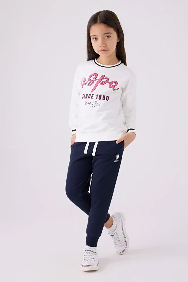 Детский комплект спортивного костюма для девочек с принтом U.S. Polo Assn., Nude Color