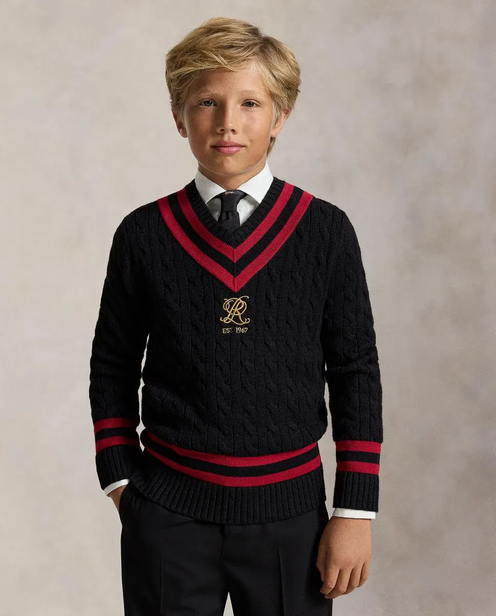 Джемпер с вышивкой, Unisex Críquet Logotipo, Polo Ralph Lauren, черный