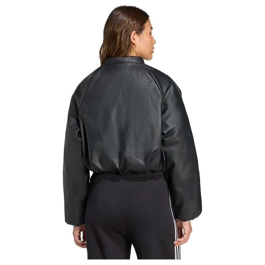 Женский бомбер из искусственной кожи adidas PLEATHER BOMBER, Черный — фото 3