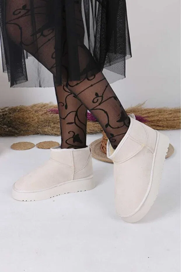Женские ботинки на плоской подошве с мехом внутри Nubbock, Nude Color