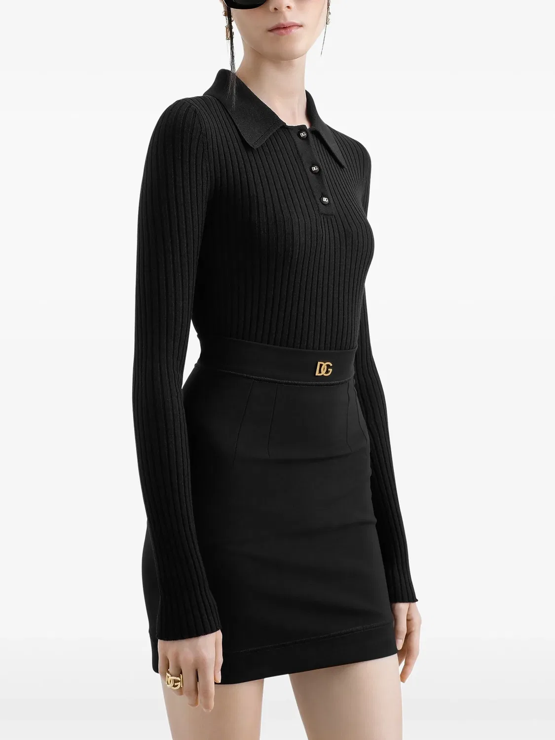 Поло с рельефной вязкой Dolce & Gabbana, черный — фото 4