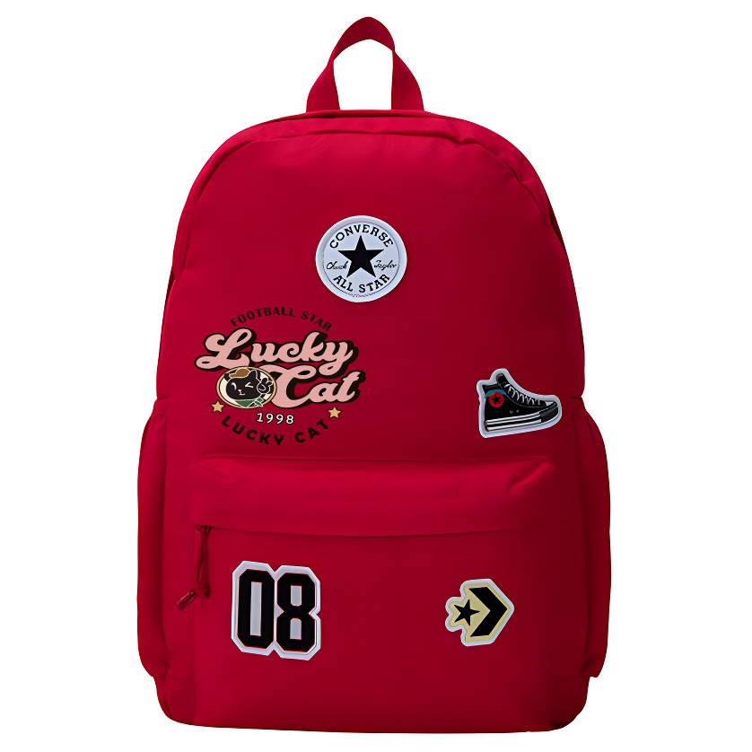 

Converse Полиэстеровый рюкзак средний размер унисекс в стиле преппи красный, Lucky Cat