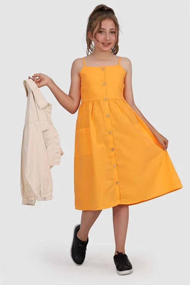 Детское платье для девочек хлопковое Girl'S poplin dress with my little ones and suspenders Minigimin Cicileri, Mixed — фото 2