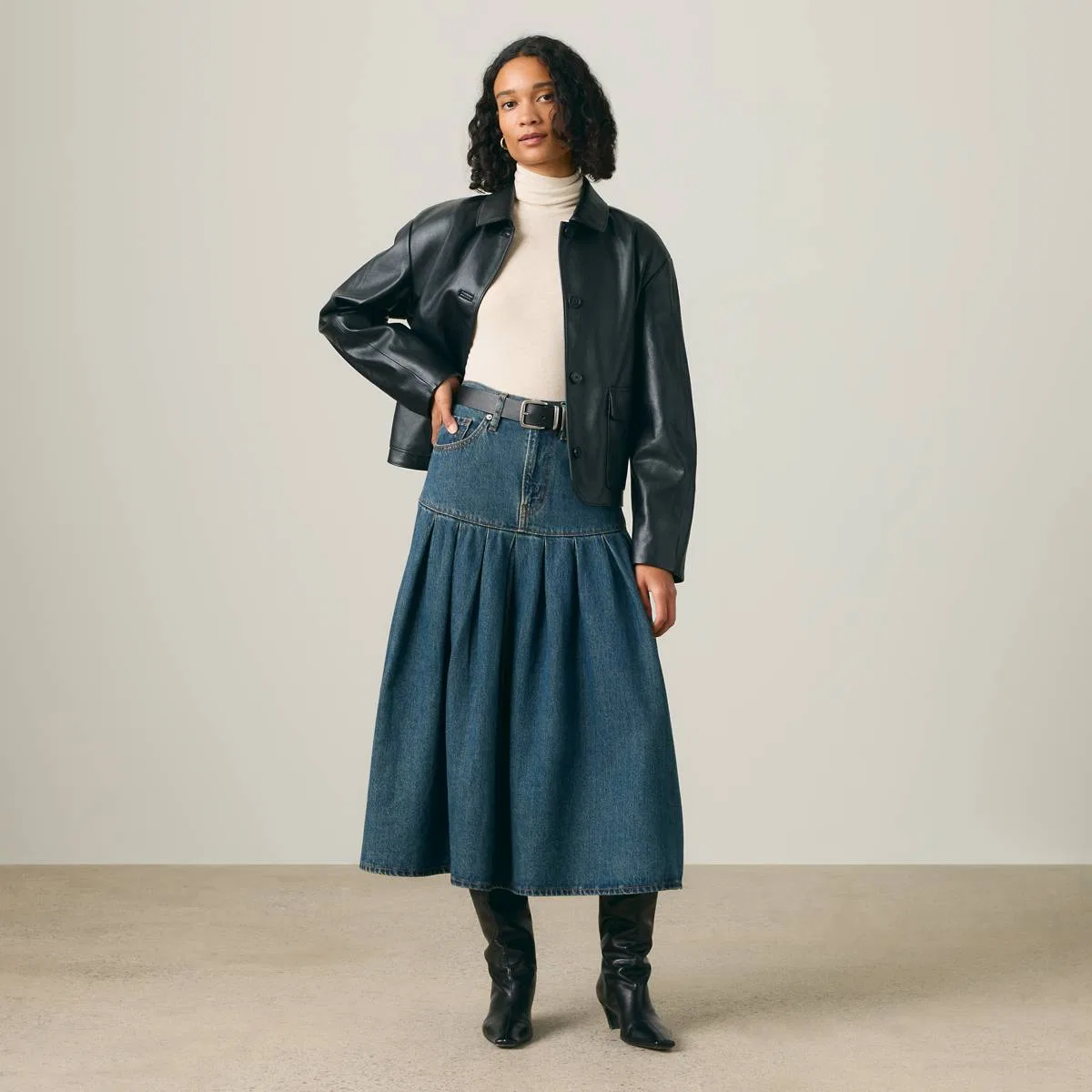 Юбка с кокеткой и складками Levi's, Claim My Heart - Dark Wash