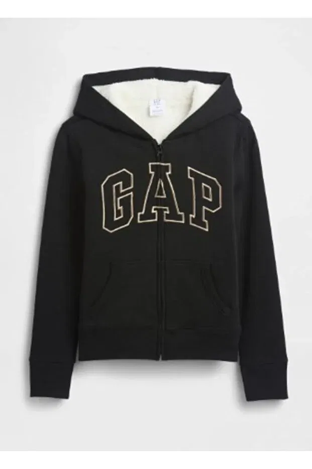 Детское зимнее пальто для девочек с капюшоном V-Logo Heritage Sherpa Gap Kids, Black