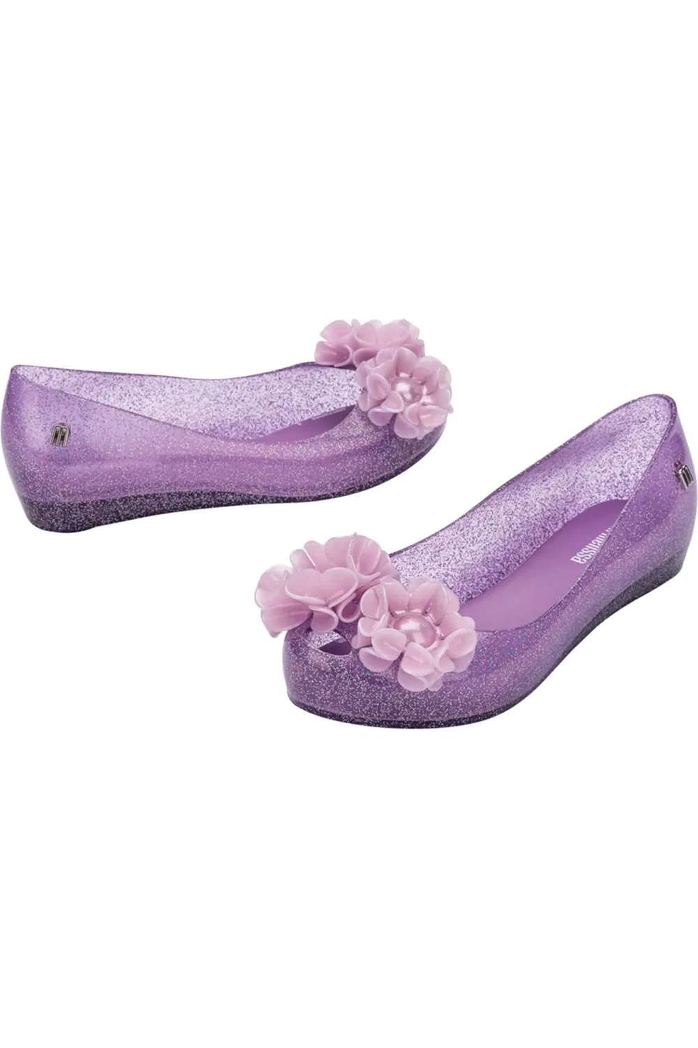 Детские балетки с цветочными аппликациями Springtime Mini Melissa, Lilac Glitter — фото 4