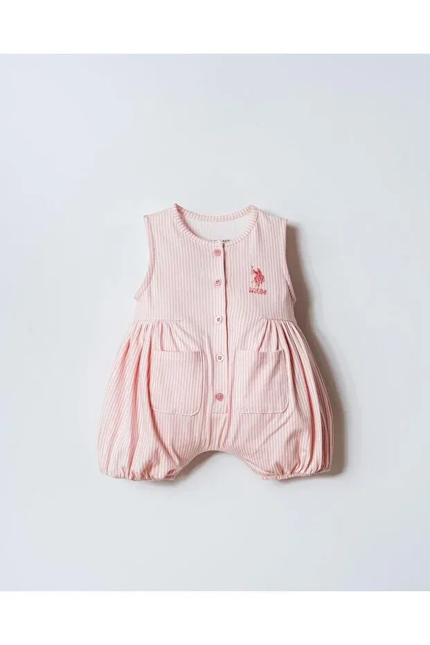 Детский комбинезон для девочек с принтом U.S. Polo Assn., Pink — фото 2
