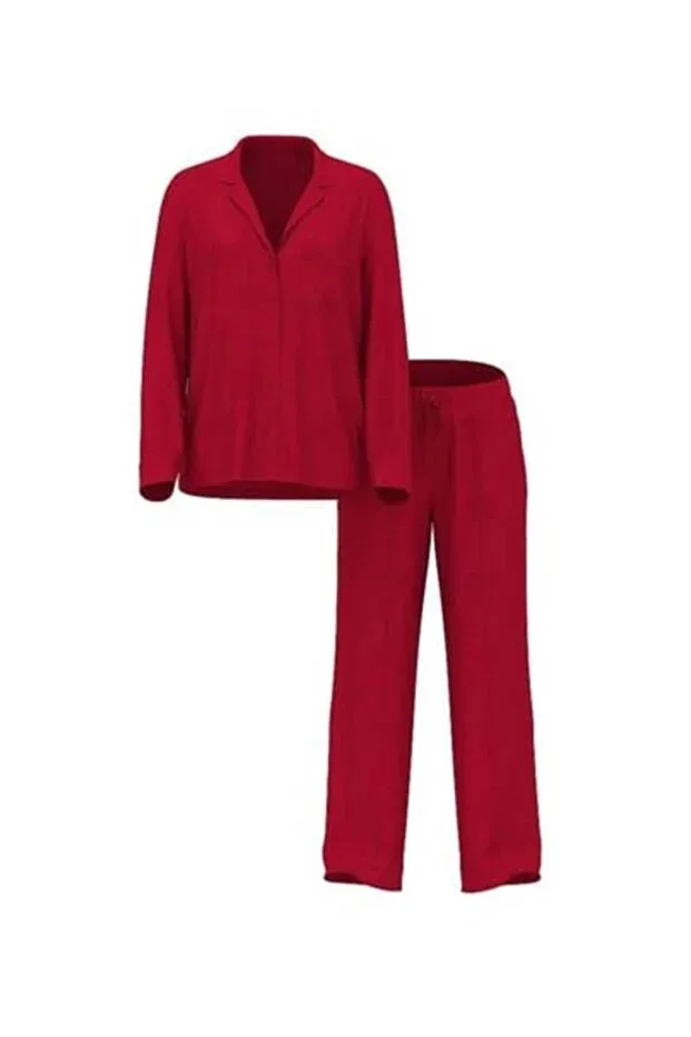 Женский пижамный комплект из сатина с длинным рукавом Victoria'S Secret, Bright Red