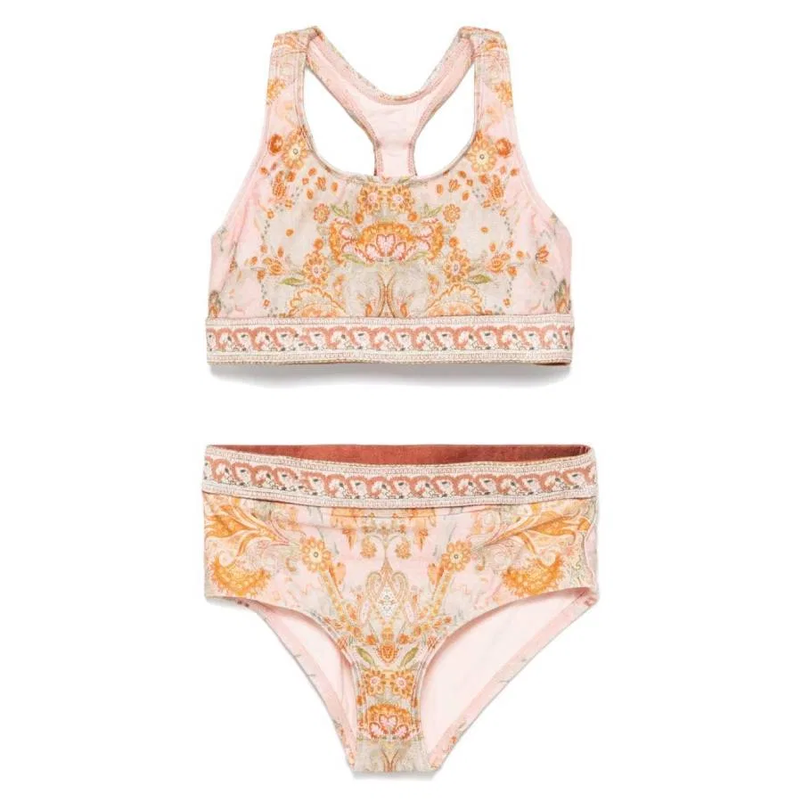 Детский бикини-комплект с принтом Kids Wylie Racer Back Zimmermann, Pink Multi