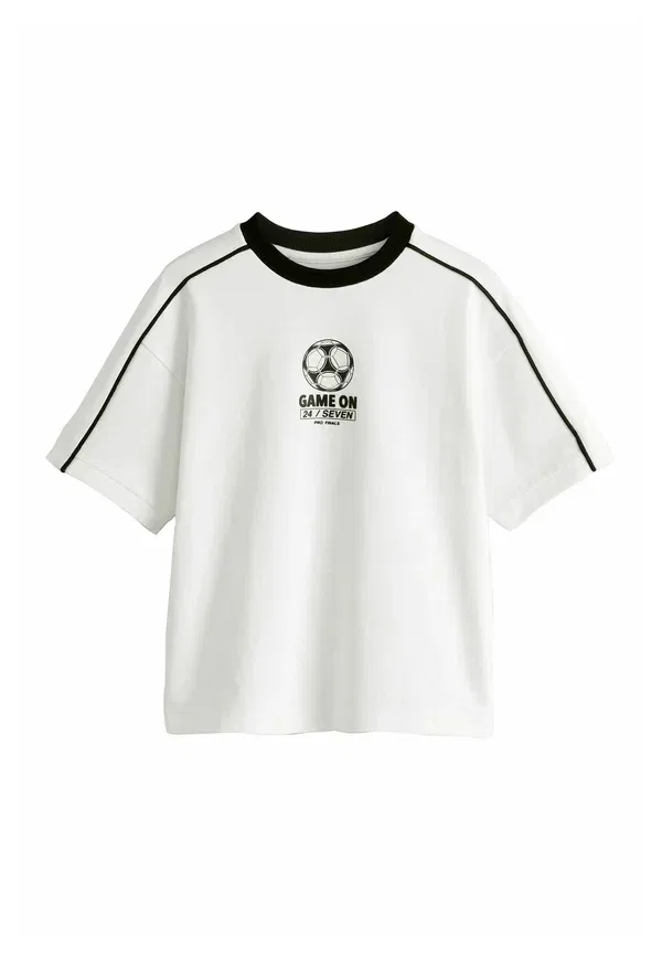 Футболка хлопковая Regular fit - football graphic t-shirt Next, белый, черный