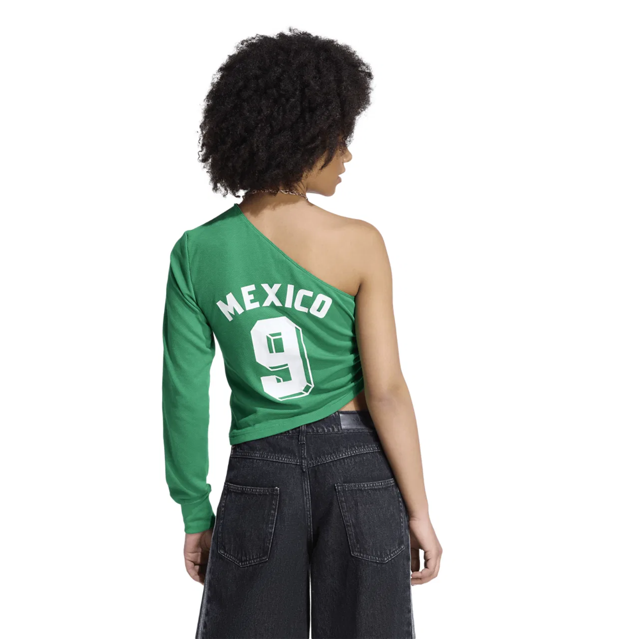 Женская футболка с открытыми плечами adidas Mexico BB Jersey, Green/White — фото 2